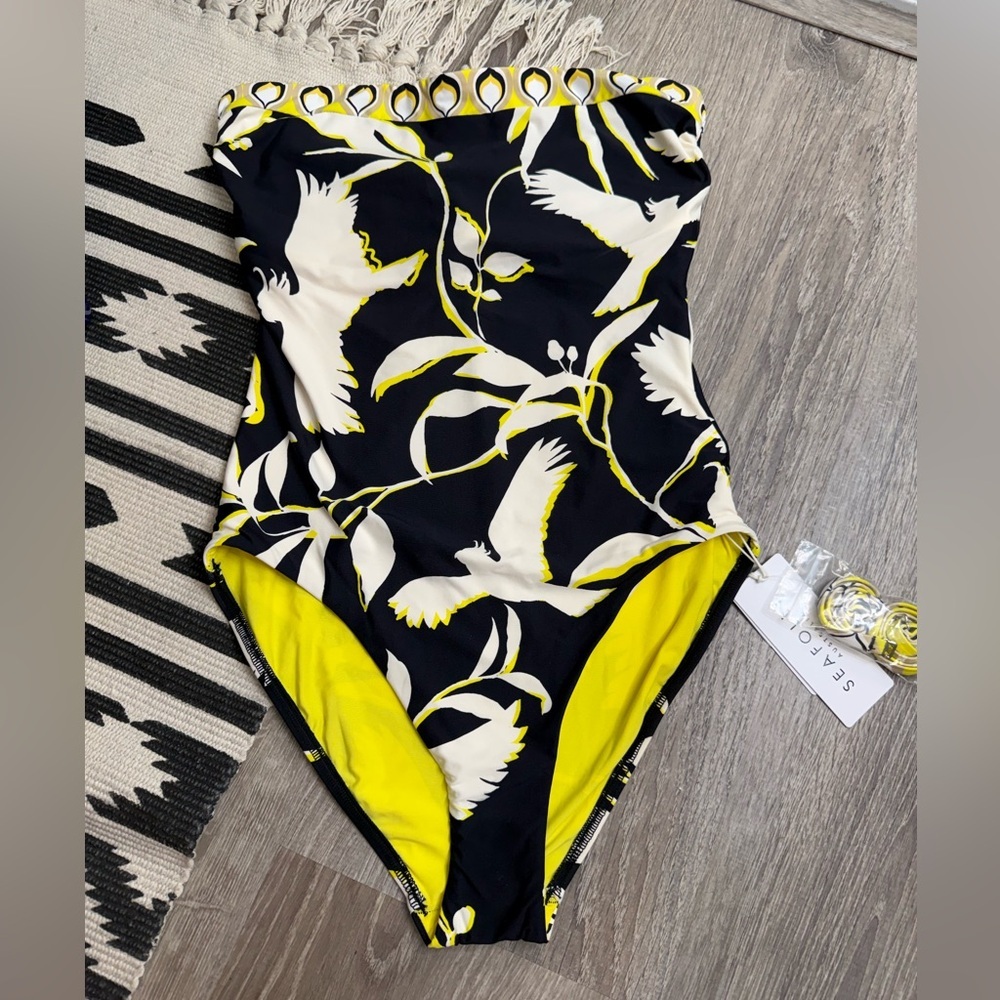 NWT Seafolly Birds of Paradise DD Bandeau One Piece US SIZE 6 - Picture 3 of 10